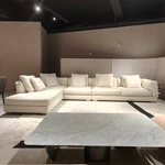 Modern L-Shaped Modular Sectional Sofa with Handwoven Leather Accents & Premium Textured Fabric